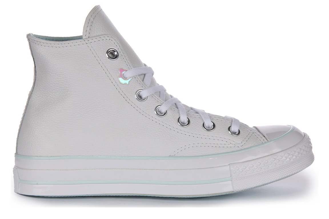 Click to view more detailed imagery on our partner's website Pre-owned Converse Chuck Taylor All Star 70 Hi White Out Leather In White/aqua Mist/white