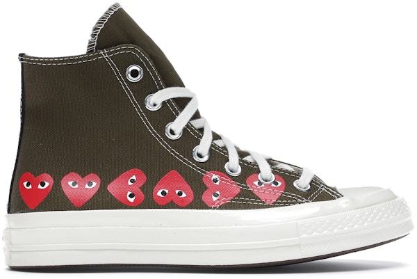 Converse Chuck Taylor All Star 70s Hi Comme Des Garcons Play Multi Heart Green c