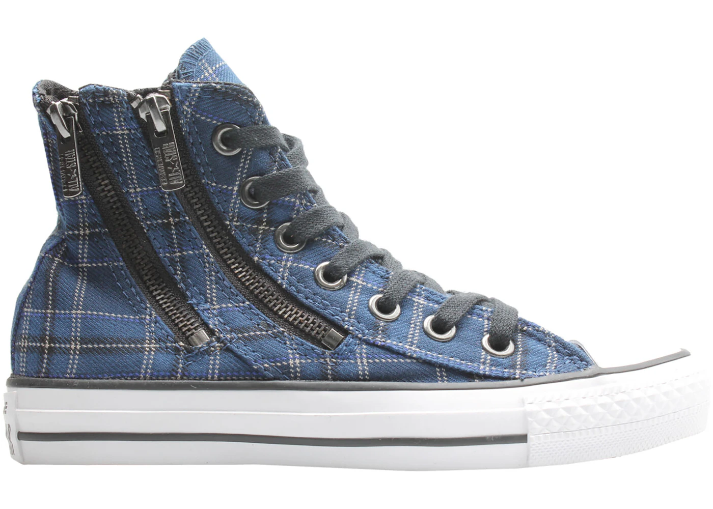 Converse Chuck Taylor All Star Hi Double Zip Blue Plaid Women s