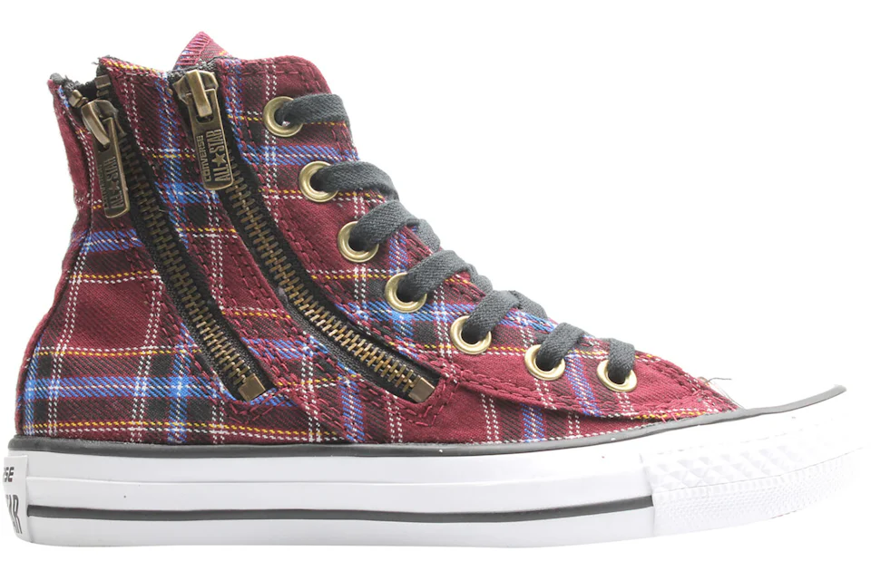 Converse Chuck Taylor All Star Double Zip Hi Red Plaid Women s