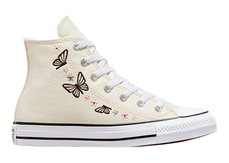 Pre-owned Converse Chuck Taylor All Star Eva Lift Hi Butterflies Sneakers In Egret/black/white