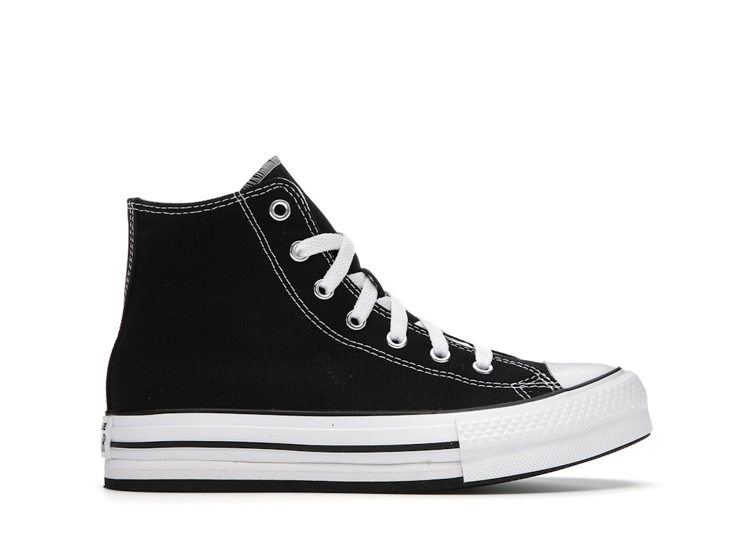 Pre-owned Converse Chuck Taylor All Star Eva Lift Platform Hi Black White (gs) In Black/white/black