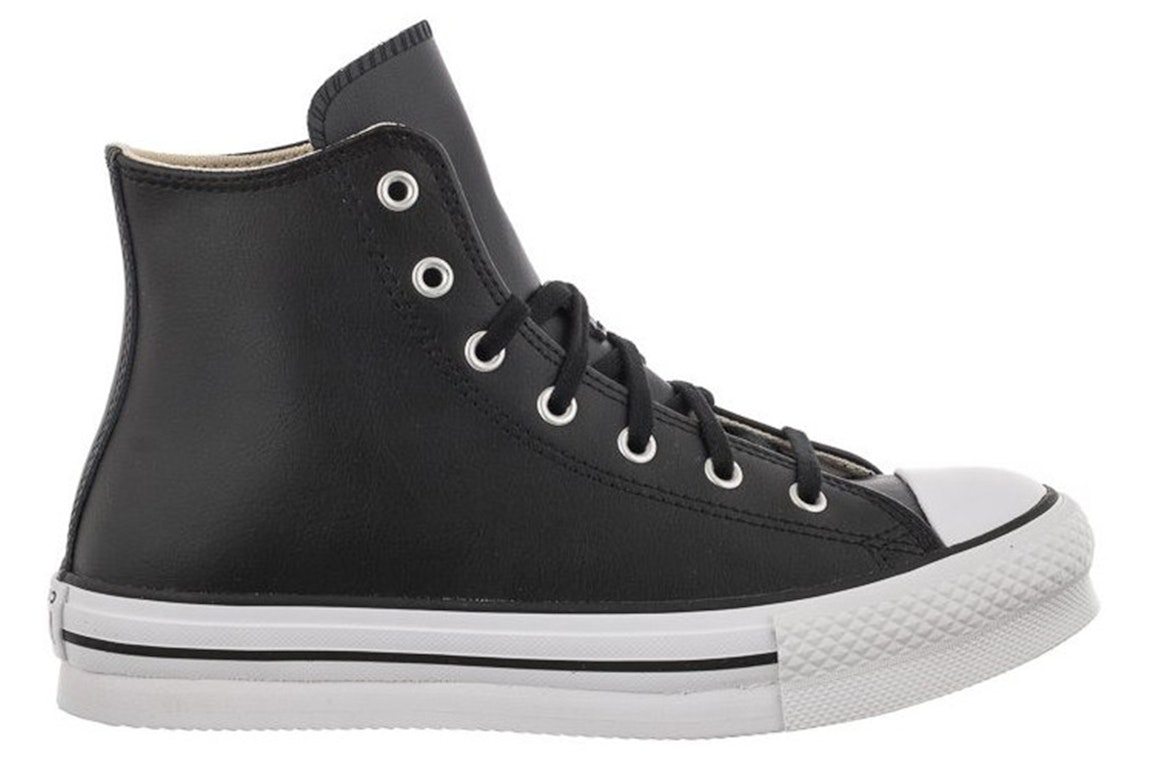 Pre-owned Converse Chuck Taylor All Star Eva Lift Hi Leather Black Natural Ivory In Black/natural Ivory/white