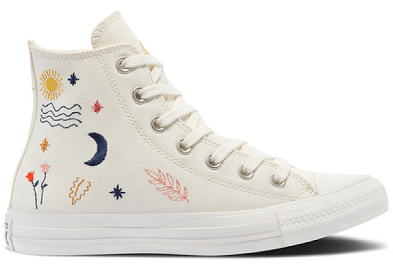 Pre-owned Converse Chuck Taylor All Star Hi It's Okay To Wander (women's) Sneakers In Egret/vintage White/black In Multi