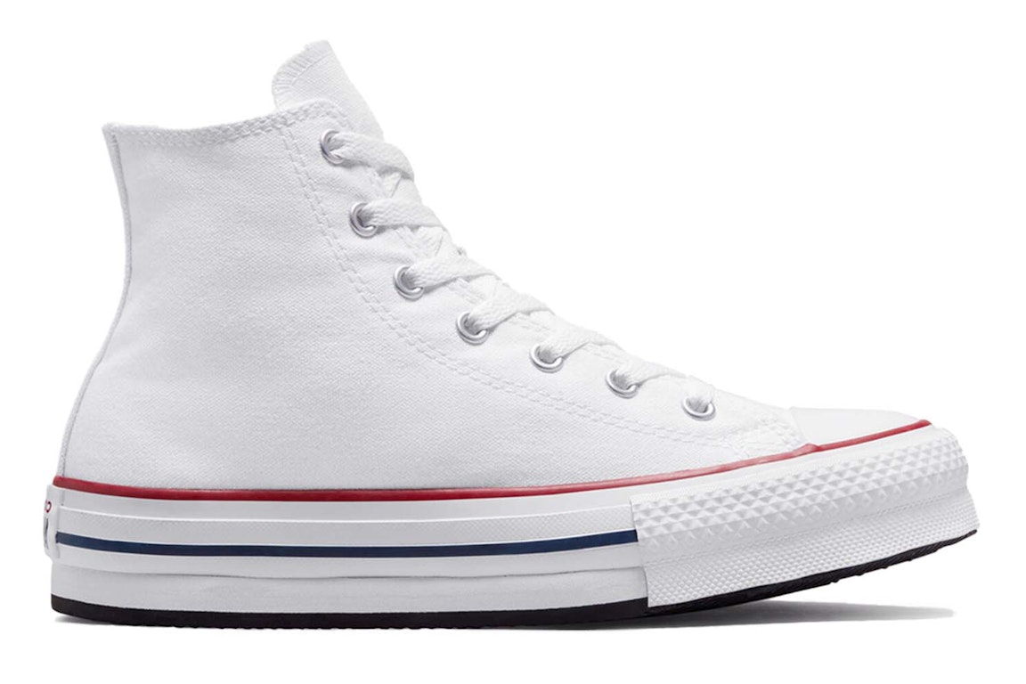 Pre-owned Converse Chuck Taylor All Star Hi Lift Platform White (gs) In White/garnet/navy