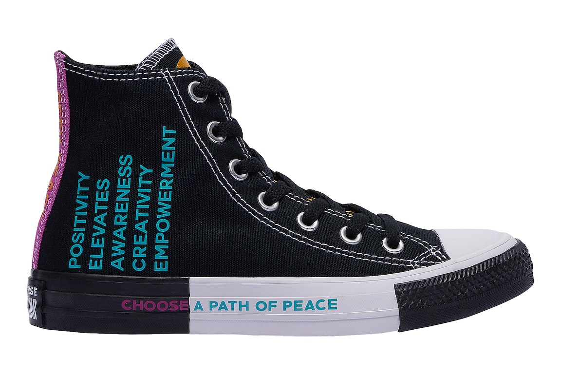 Pre-owned Converse Chuck Taylor All Star Hi Seek Peace Black Magenta (gs) In Black/mineral Yellow/hyper Magenta