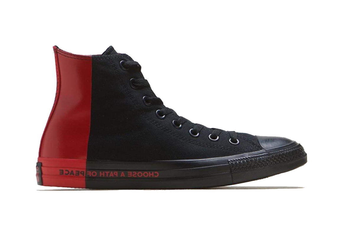 Click to view more detailed imagery on our partner's website Pre-owned Converse Chuck Taylor All-star Hi Seek Peace Black Red In Black/red/black
