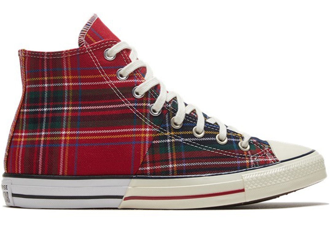 Pre-owned Converse Chuck Taylor All Star Hi Tartan Red Green Split In Red/green/egret