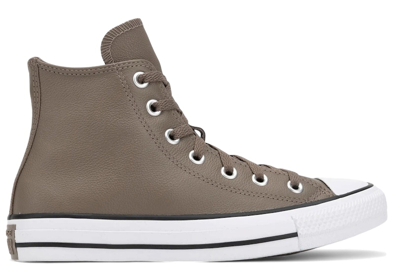 Men's Converse Chuck Taylor All Star Leather Hi Sneakers in Classic Taupe/Dark Matter