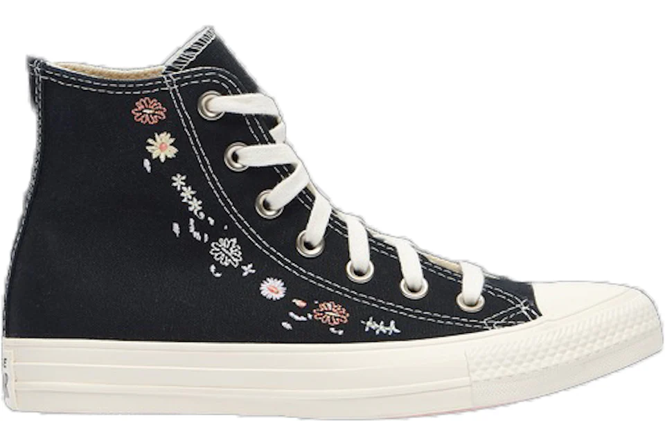 Converse Chuck Taylor All Star Lift Hi Black Floral Embroidery (Women's)