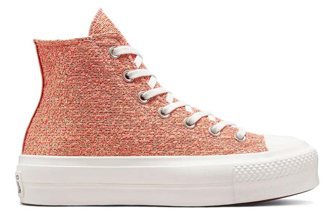 Pre-owned Converse Chuck Taylor All Star Lift Hi Metallic Shimmer Healing Clay (women's) In Healing Clay/light Gold