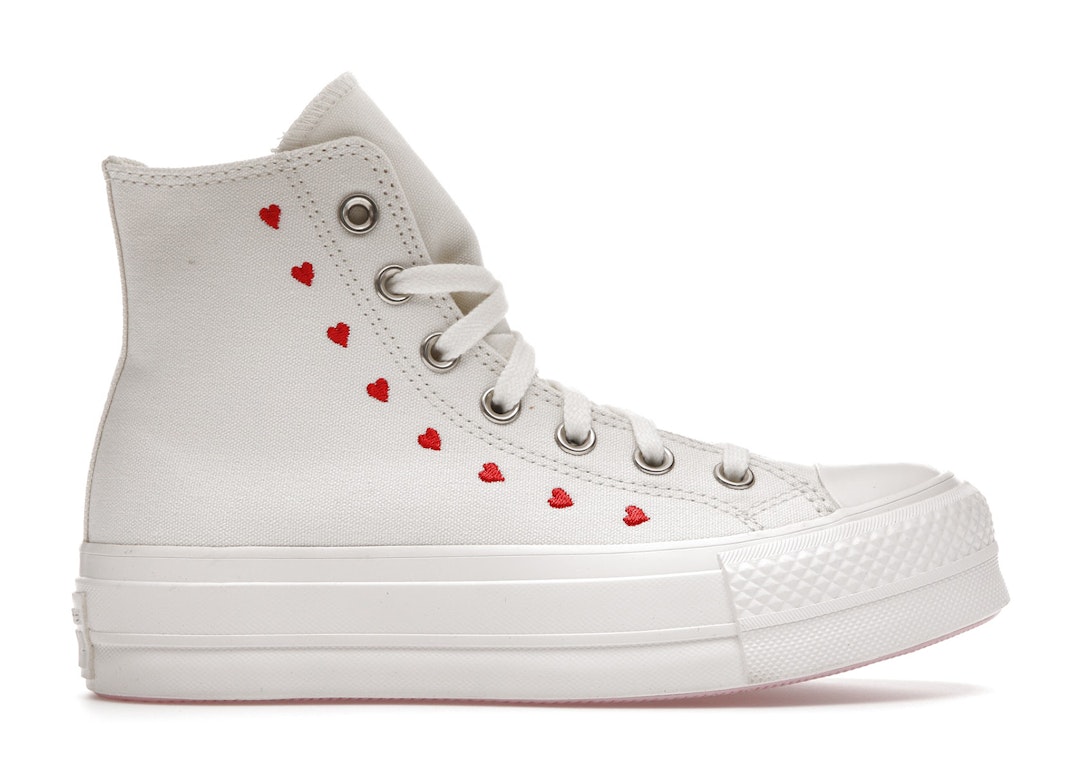 Pre-owned Converse Chuck Taylor All Star Lift Hi White Red (women's) In White/red/egret
