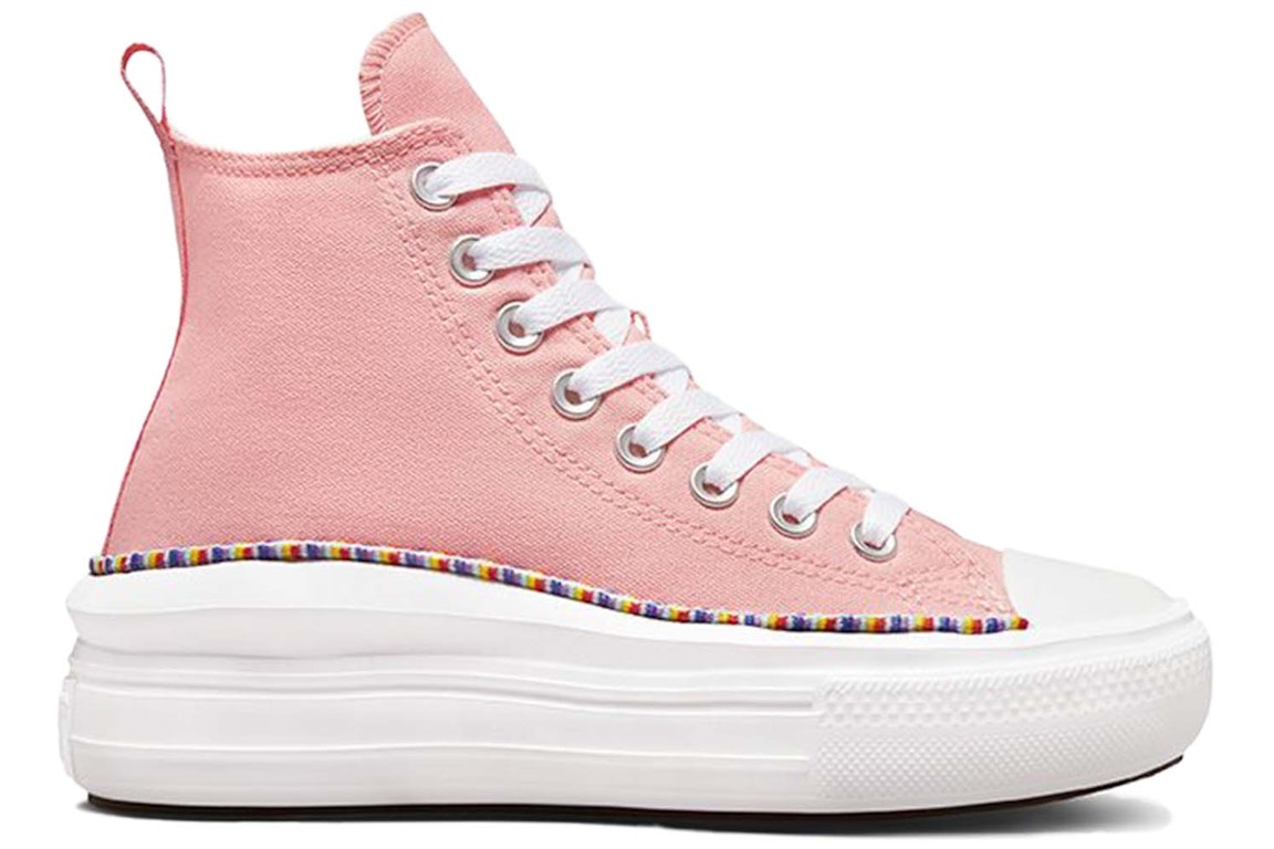 Pre-owned Converse Chuck Taylor All Star Move Platform Friendship Bracelet (gs) In Storm Pink/washed Indigo/white
