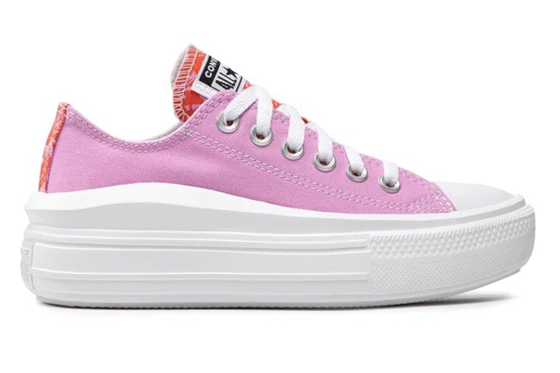 Pre-owned Converse Chuck Taylor All Star Move Platform Low Tropical Florals Beyond Pink (women's) In Beyond Pink/white