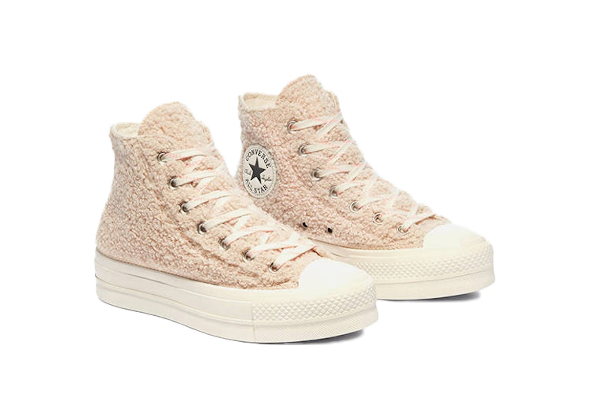 Pre-owned Converse Chuck Taylor All Star Platform Cozy Club (women's) In Farro/egret/brown