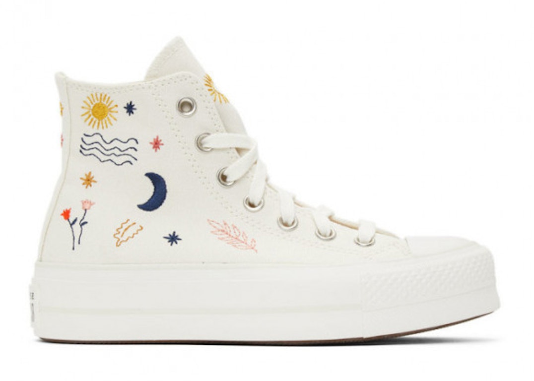 Pre-owned Converse Chuck Taylor All Star Platform It's Okay To Wander (women's) In Egret/multicolor