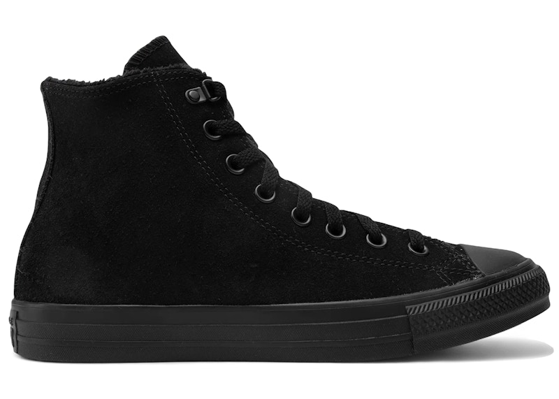 Men's Converse Chuck Taylor All Star Suede Faux Fur Hi Triple Sneakers in Black