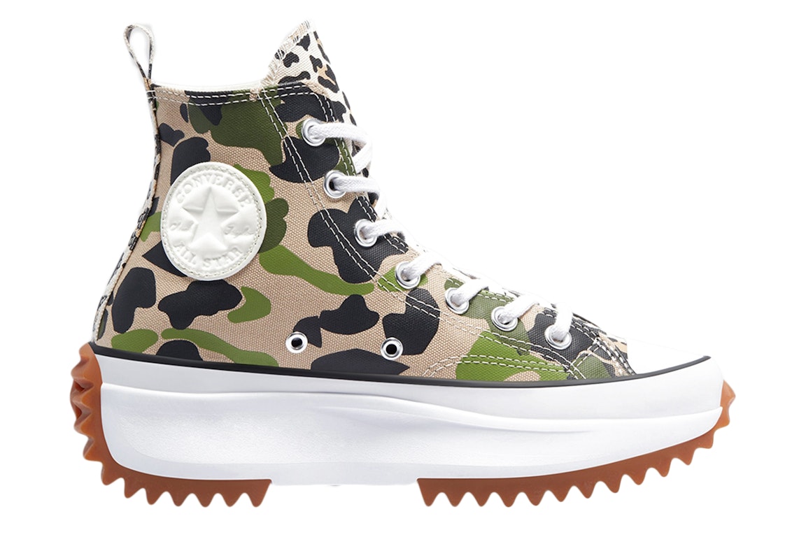 Pre-owned Converse Run Star Hike Hi Archive Print Camo In Candied Ginger/piquant Green/white