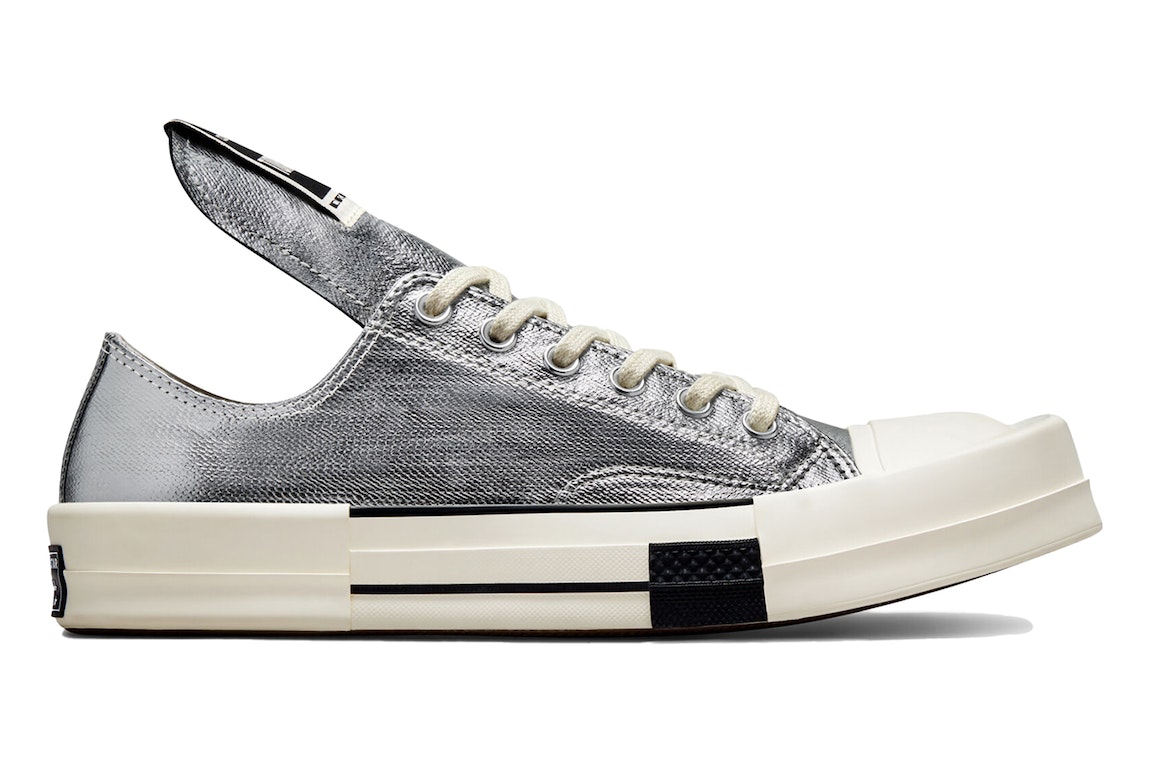 Pre-owned Converse Turbodrk Chuck Taylor All-star 70 Ox Rick Owens Drkshdw Silver White In Silver/egret/black
