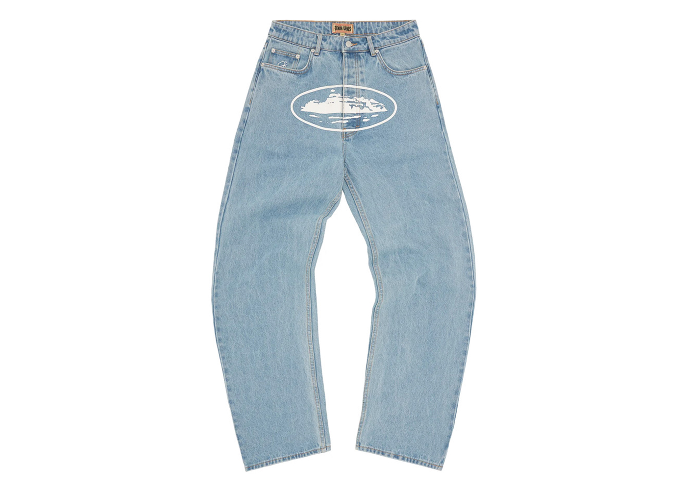 shaped baggy bleached jeans