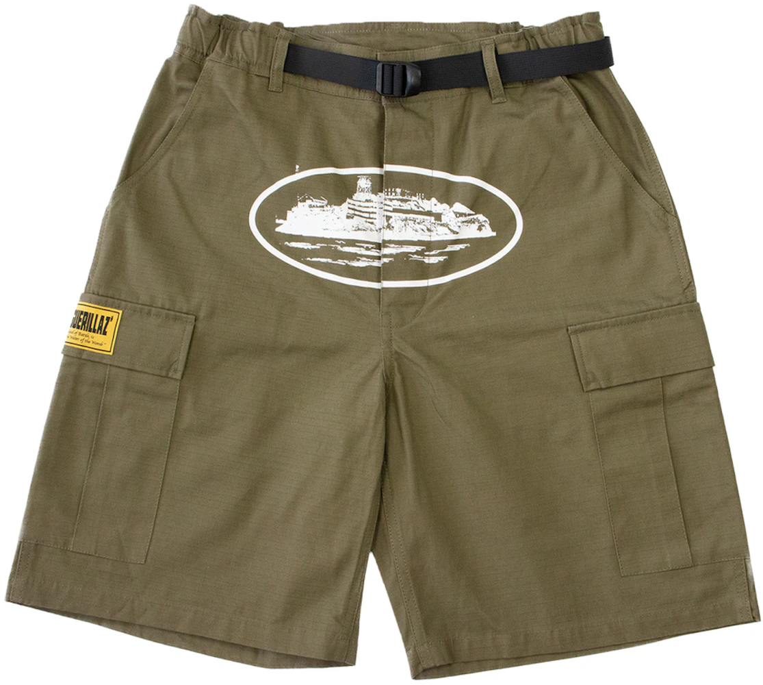 Corteiz Alcatraz Cargo Shorts Khaki Green Men's - SS22 - US