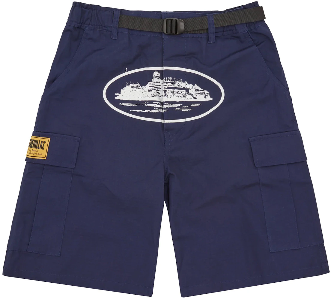 Corteiz Alcatraz Cargo Shorts Navy Men's - SS23 - US