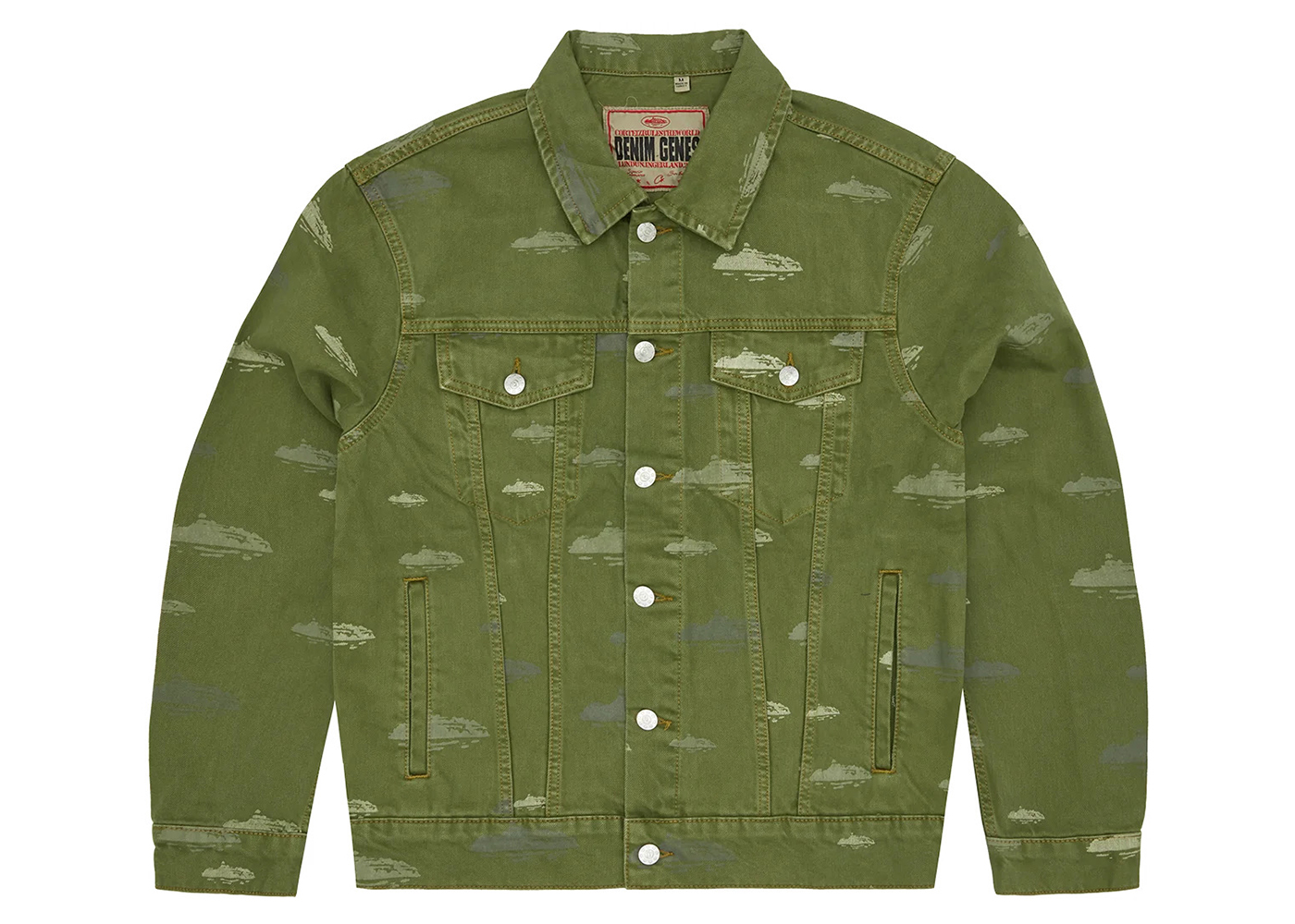 Corteiz Alcatraz Pattern Denim Jacket Khaki Men's - FW23 - US