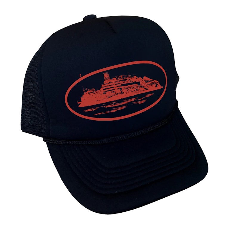 Pre-owned Corteiz Alcatraz Trucker Hat Black/red