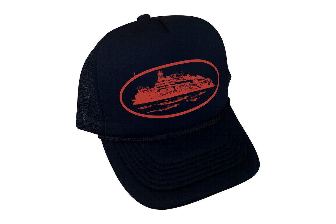 Pre-owned Corteiz Alcatraz Trucker Hat Black/red