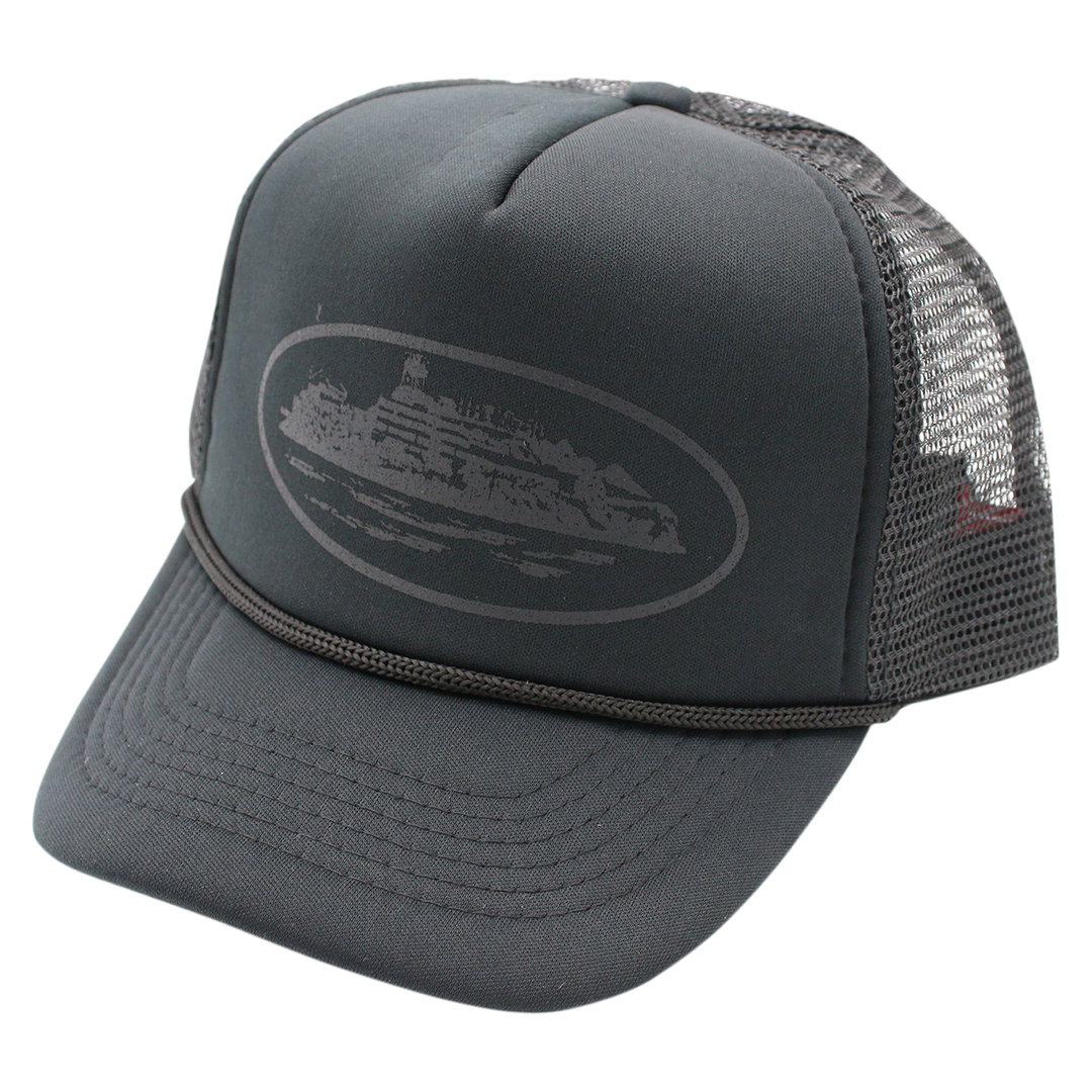 Corteiz Alcatraz Premium Puff Print Trucker Hat Black