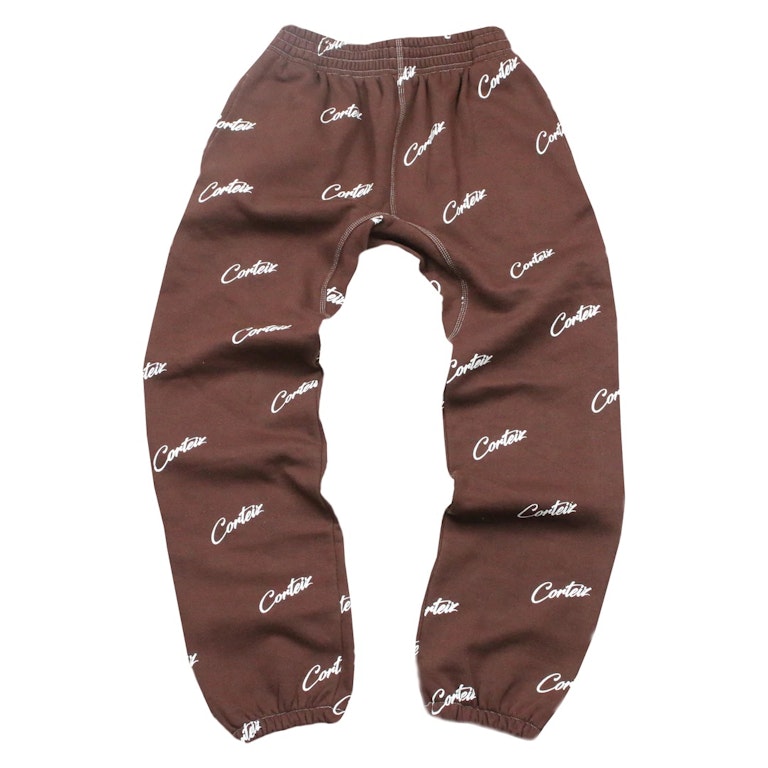 Pre-owned Corteiz All Over Print Joggers Brown