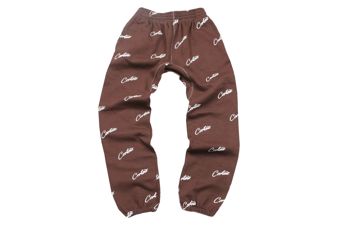 Pre-owned Corteiz All Over Print Joggers Brown
