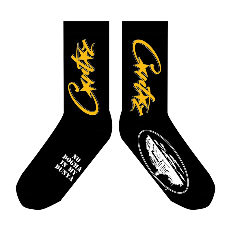 納品書コピー付 CORTEIZ Black Yellow Socks ソックス Corteiz Black N Yellow Allstarz Socks Black - SS22 - US