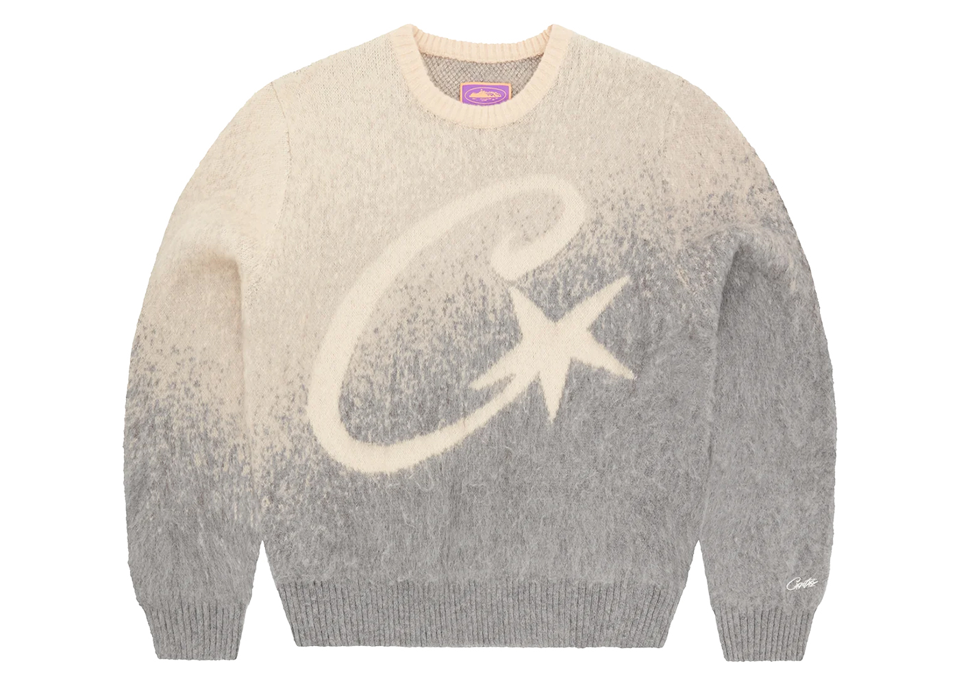 Corteiz C Star Gradient Mohair Knit Sweater Grey