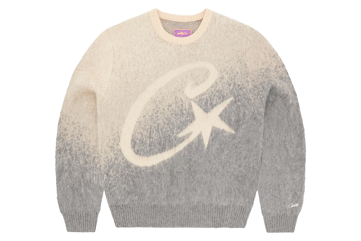 Pre-owned Corteiz C Star Gradient Mohair Knit Sweater Grey