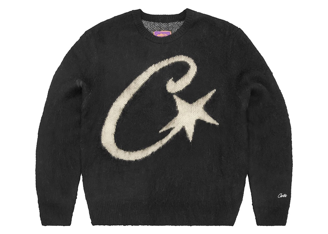 Pre-owned Corteiz C Star Mohair Knit Sweater Black