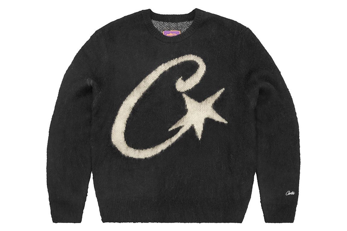 Pre-owned Corteiz C Star Mohair Knit Sweater Black