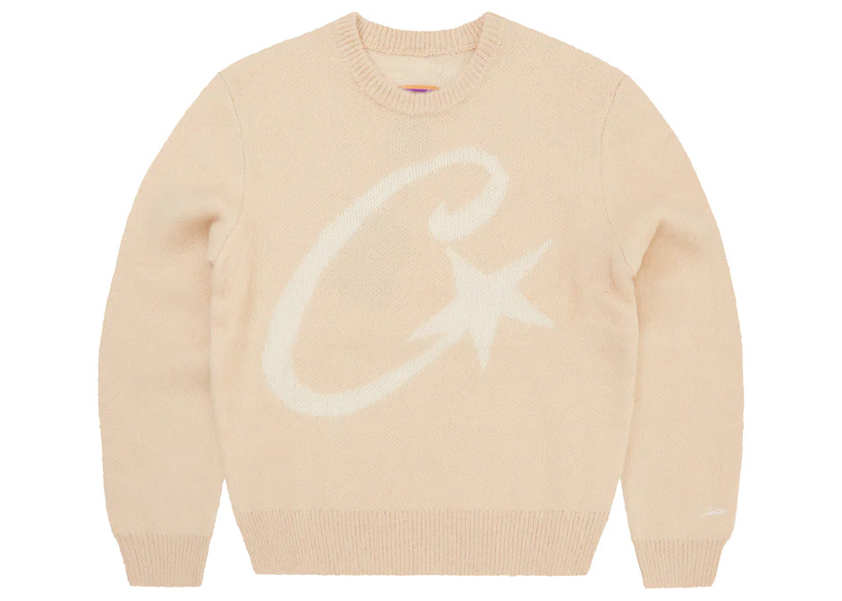 Corteiz C Star Mohair Knit Sweater Cream Men's - FW23 - US