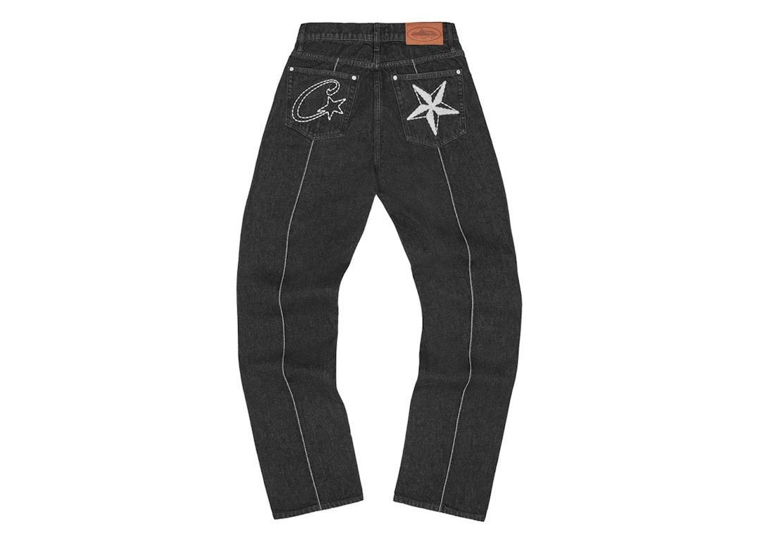 Pre-owned Corteiz C-star Stitch-down Jeans Black