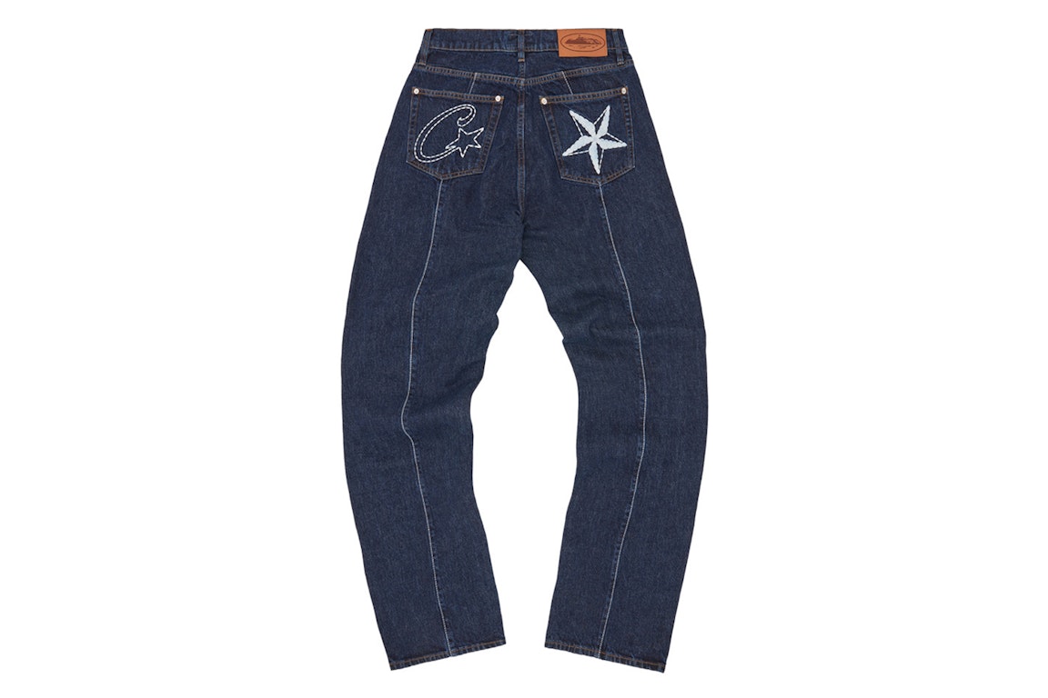 Pre-owned Corteiz C-star Stitch-down Jeans Dark Wash