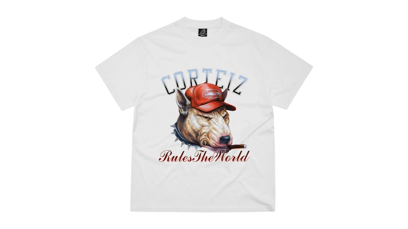 Pre-owned Corteiz Men's Dog Pound Tee Shirt In White