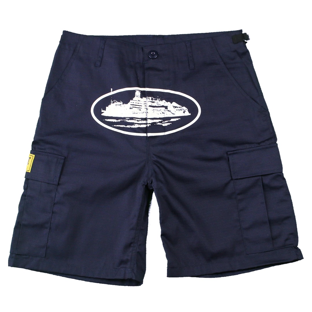 Corteiz Cargo Shorts Navy / White