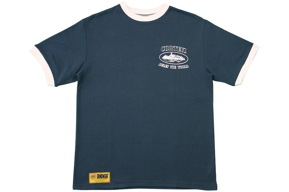 Corteiz Insignia Waffle Cuff T-shirt Navy Men's - SS22 - US