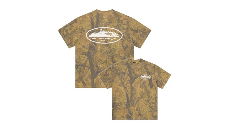 Pre-owned Corteiz Men's  Island Puff Print Tee Shirt In Forest Camo In Green