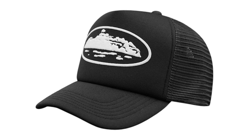 Pre-owned Corteiz Men's  Island Puff Print Trucker Hat In Black