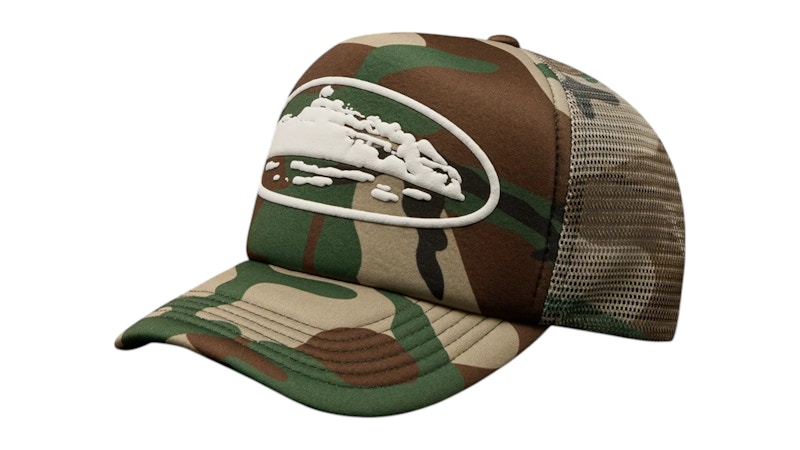 Corteiz Island Puff Print Trucker Hat Woodland Camo Men's - SS26 - US