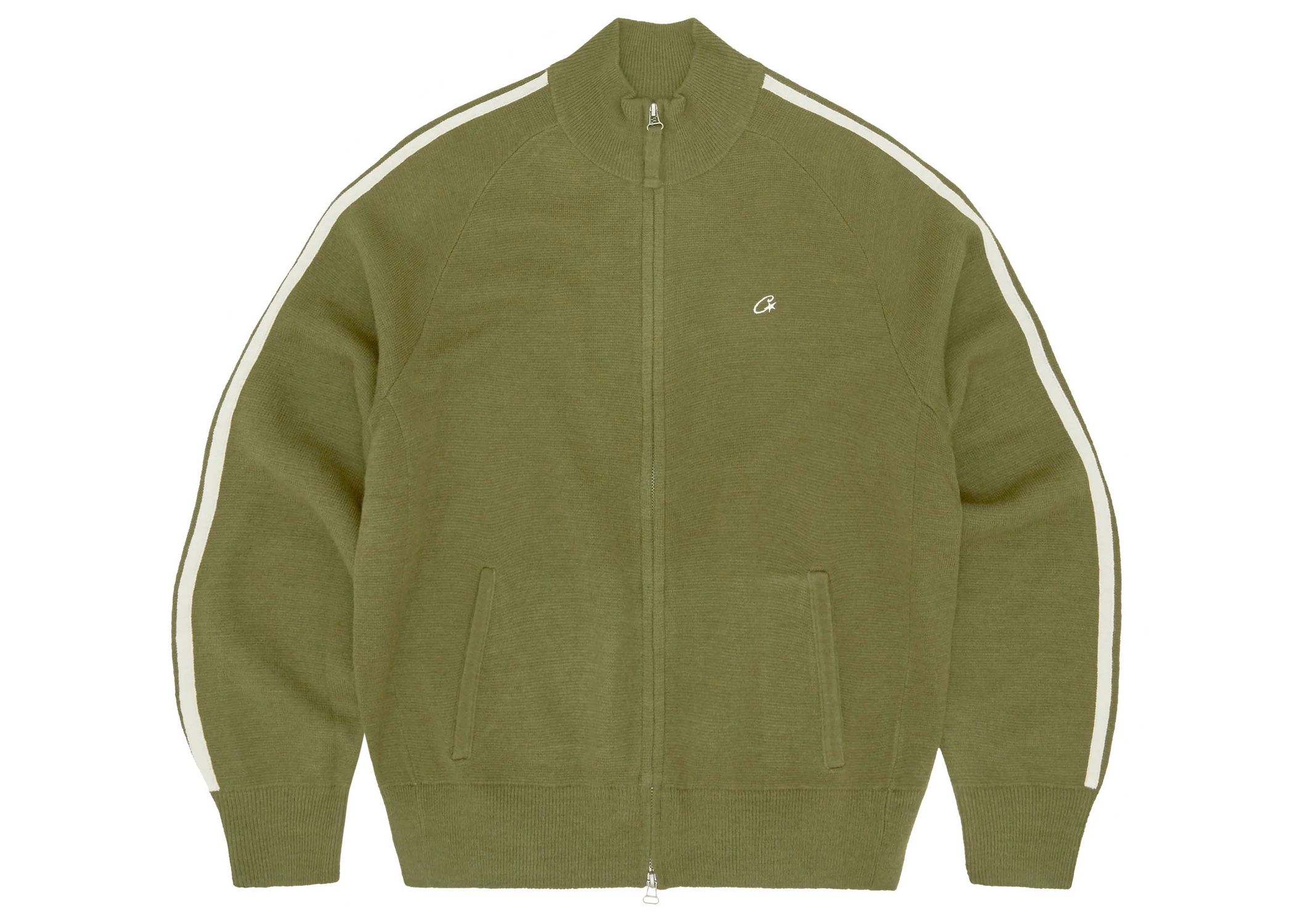 Corteiz Knit Zip Up Fleece Olive Men's - SS23 - GB