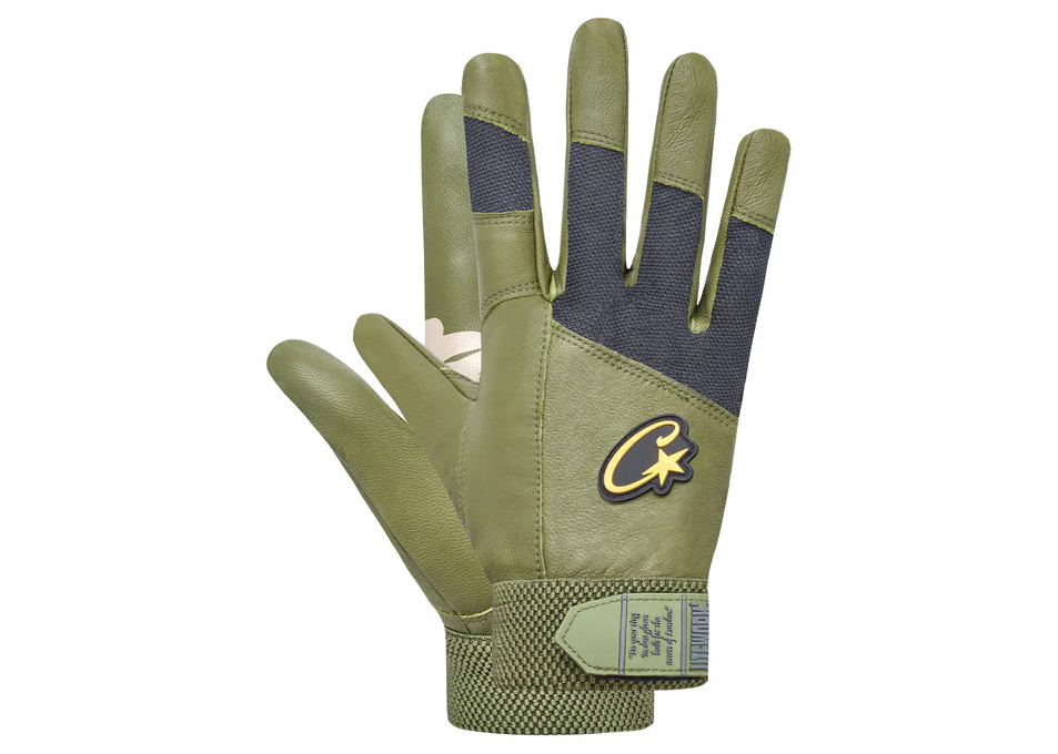 Corteiz Leather Gloves Gutta Green Men's - FW23 - US