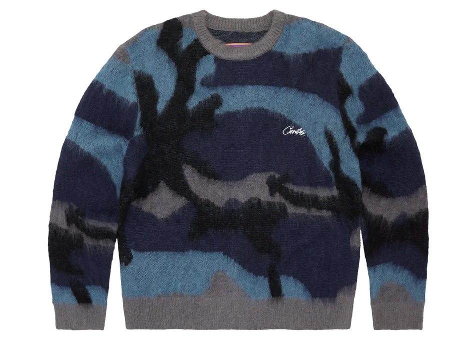 Corteiz Mohair Knit Sweater Ocean Camo Men's - FW23 - US
