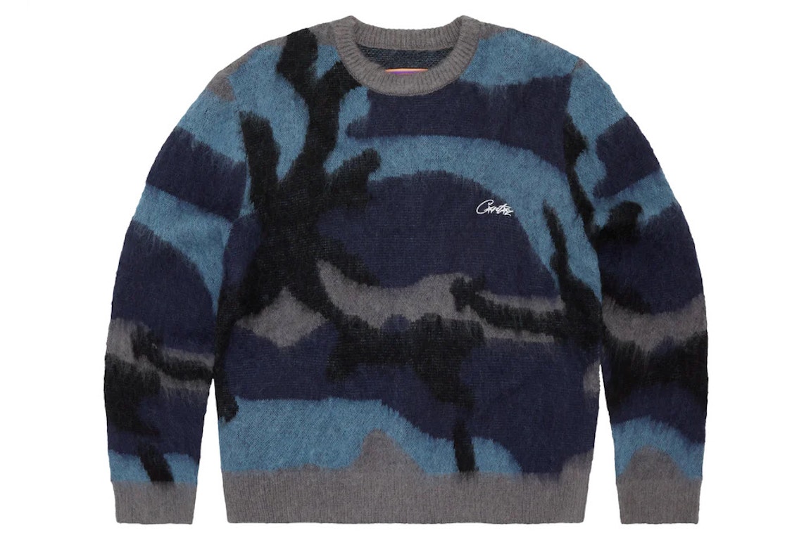 Pre-owned Corteiz Mohair Knit Sweater Ocean Camo